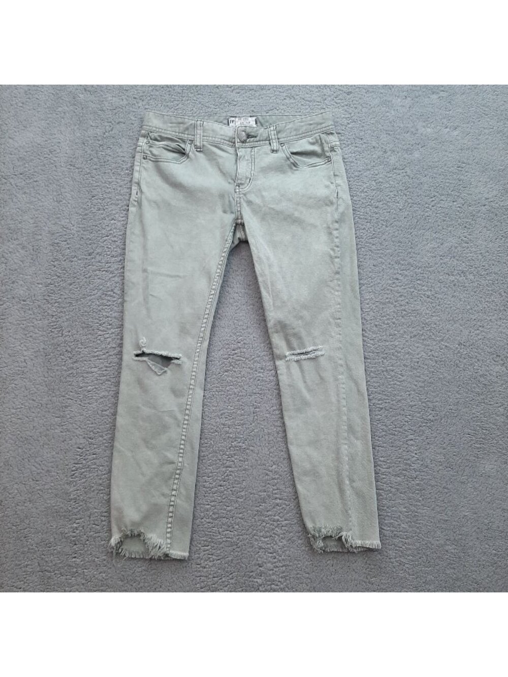 Free People Womens Distressed Skinny Jeans Size 27 light green Cotton Blend